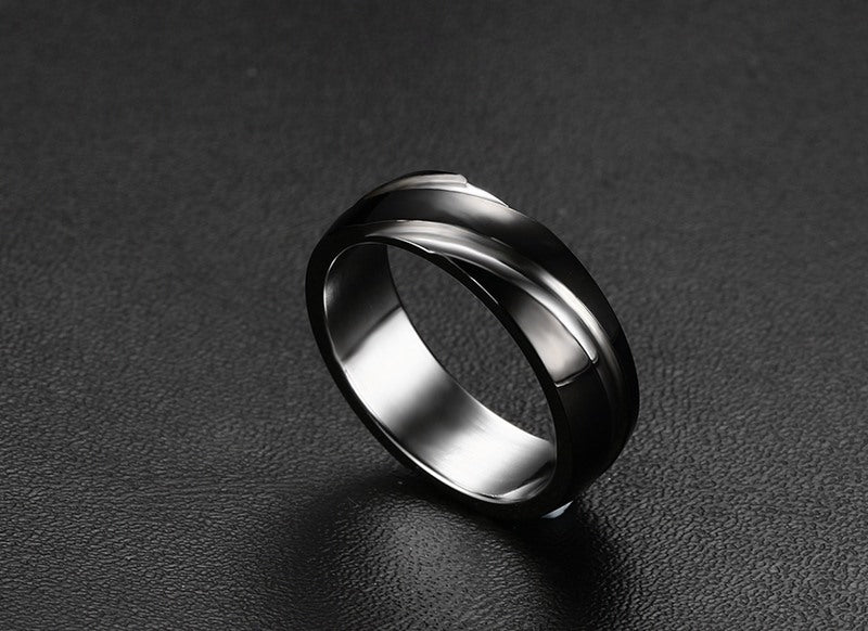 Onyx – Schwarzer Titanring mit Twill-Finish
