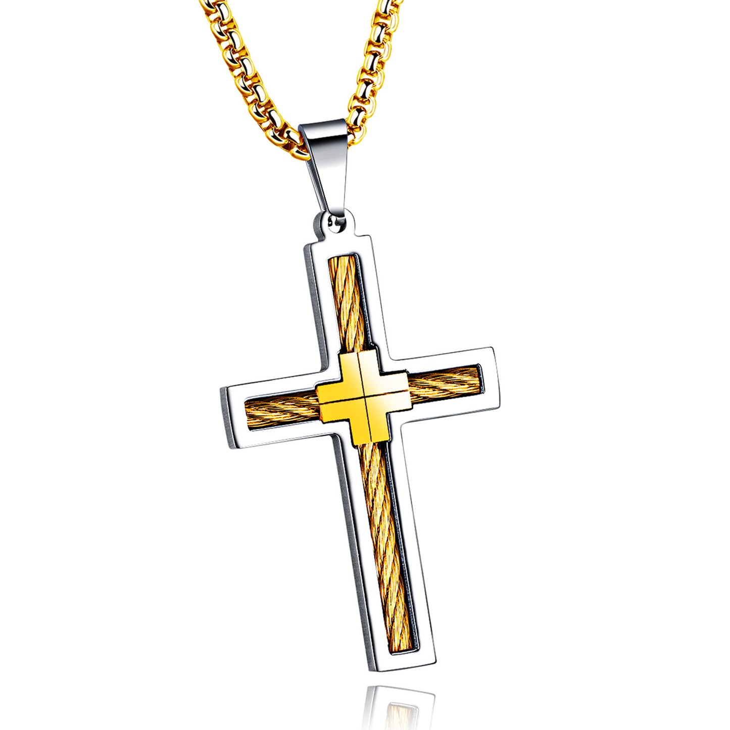 Titan Cross – Halskette mit Kreuzanhänger aus Stahl