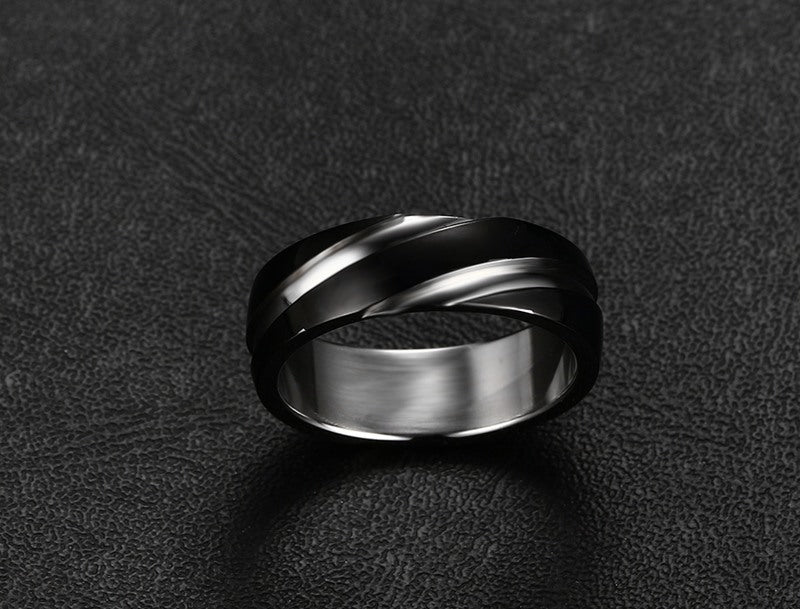 Onyx – Schwarzer Titanring mit Twill-Finish
