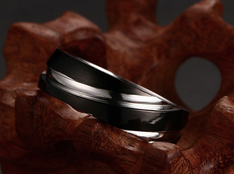 Onyx – Schwarzer Titanring mit Twill-Finish