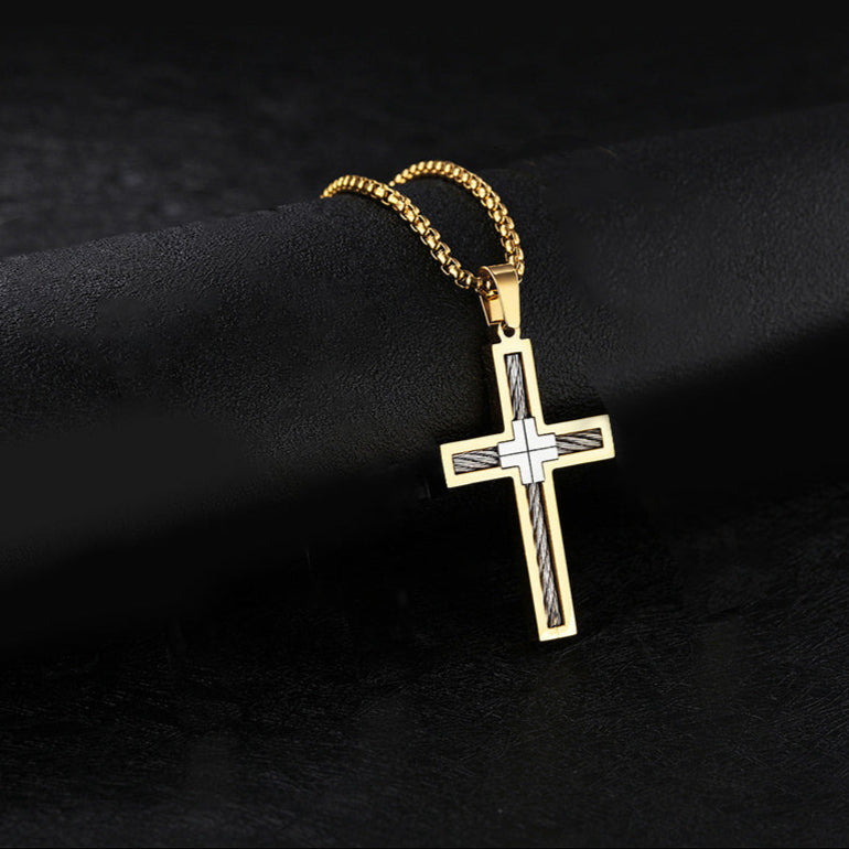 Titan Cross – Halskette mit Kreuzanhänger aus Stahl