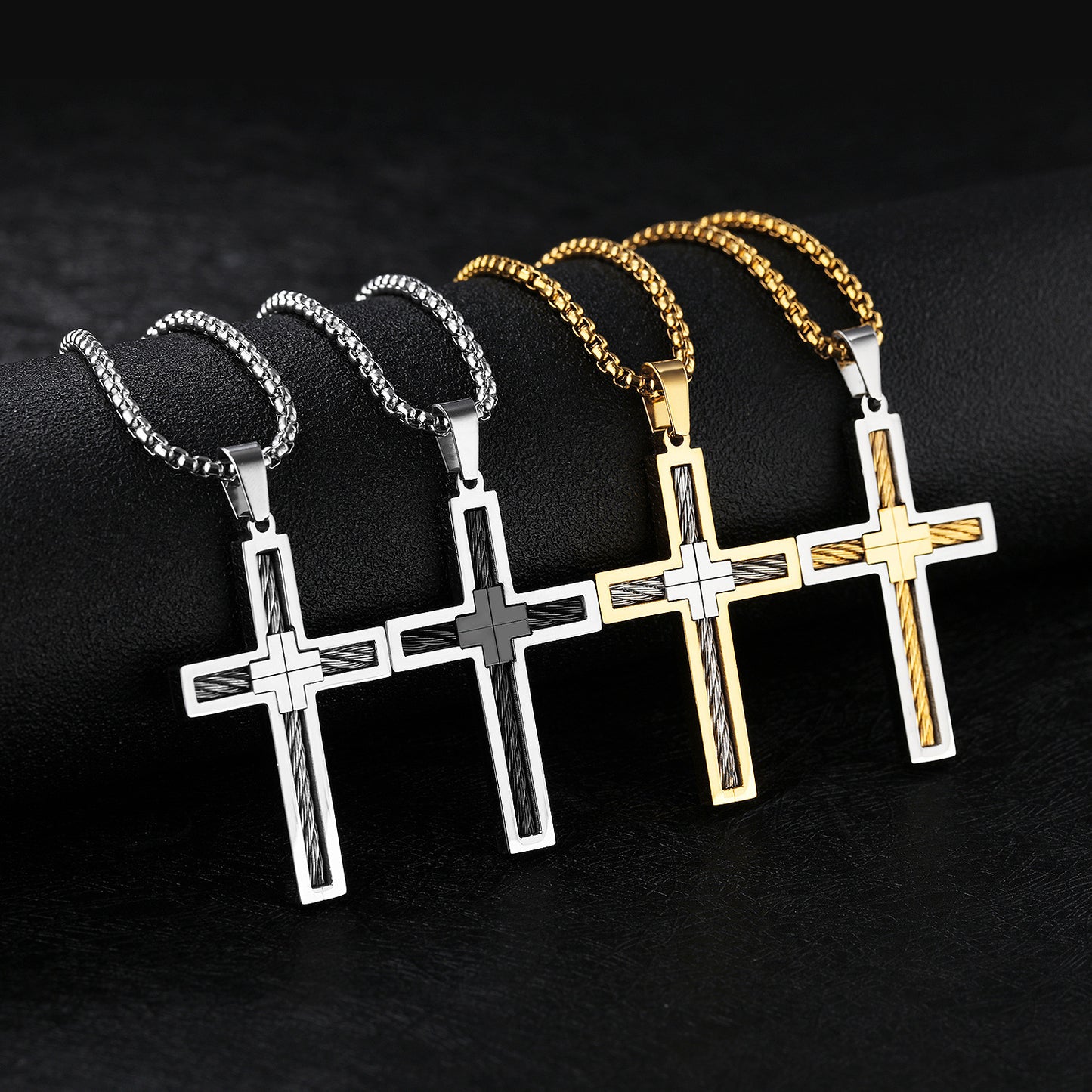 Titan Cross – Halskette mit Kreuzanhänger aus Stahl