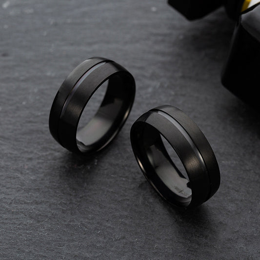 Noir – Schwarzer Titanstahlring mit mattem Finish