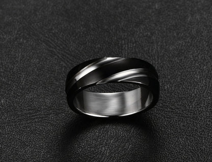 Onyx – Schwarzer Titanring mit Twill-Finish