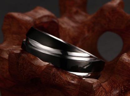Onyx – Schwarzer Titanring mit Twill-Finish