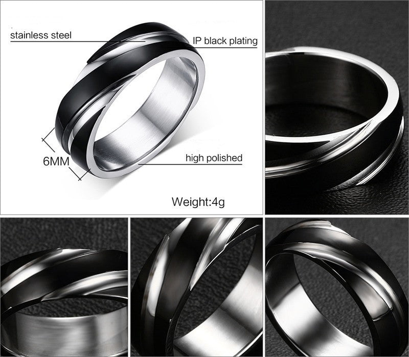 Onyx – Schwarzer Titanring mit Twill-Finish