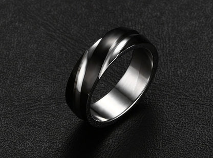 Onyx – Schwarzer Titanring mit Twill-Finish