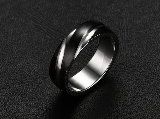 Onyx – Schwarzer Titanring mit Twill-Finish