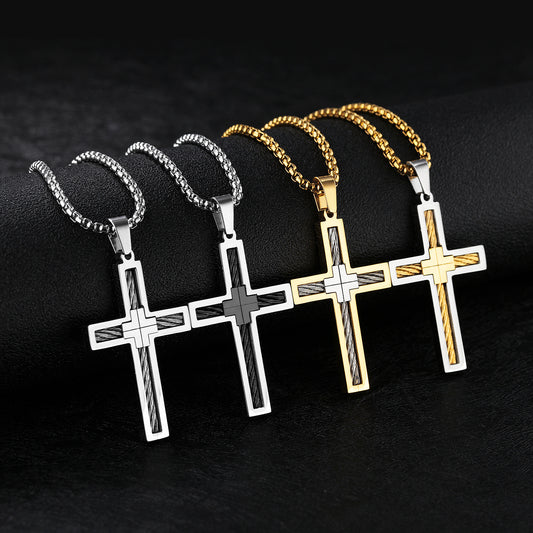 Titan Cross – Halskette mit Kreuzanhänger aus Stahl