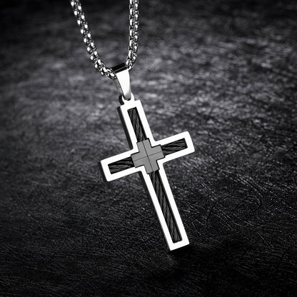 Titan Cross – Halskette mit Kreuzanhänger aus Stahl
